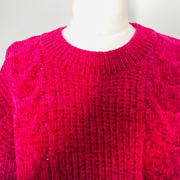 Large Hot Pink LUV LANE Sweater Pullover - Picture 3 of 7